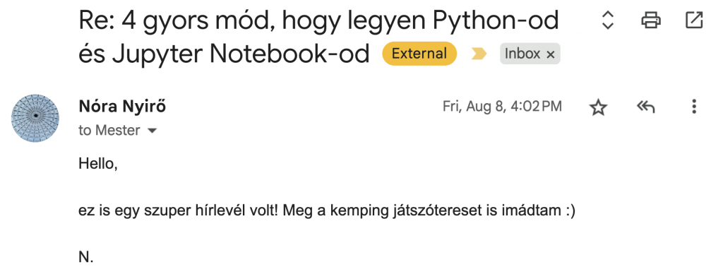 data science hírlevél feedback